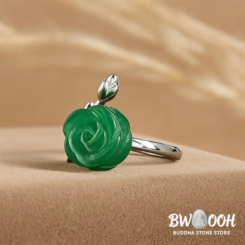 Buddha Stones Rose Green Jasper Copper Plated Silver Adjustable Balance Ring - Green Jasper(Adjustable) - Ring