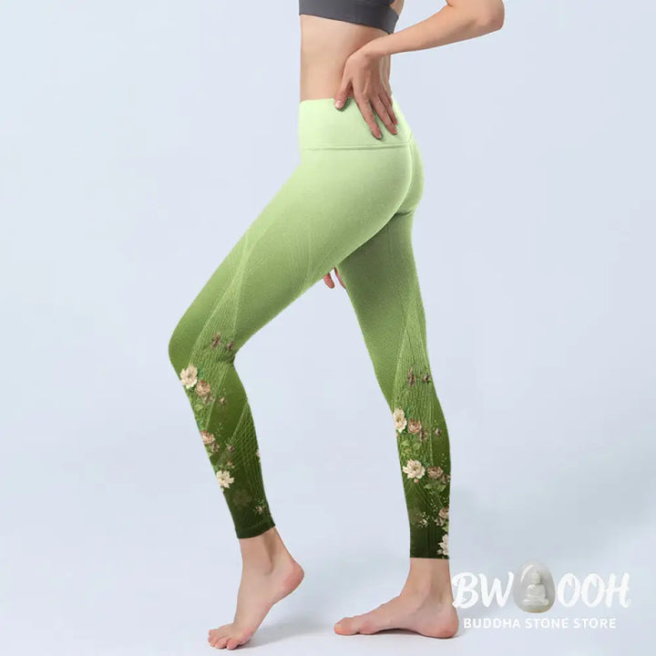 BWOOOH printed yoga leggings - Rose Lines Pattern Print Gym Leggings Wo