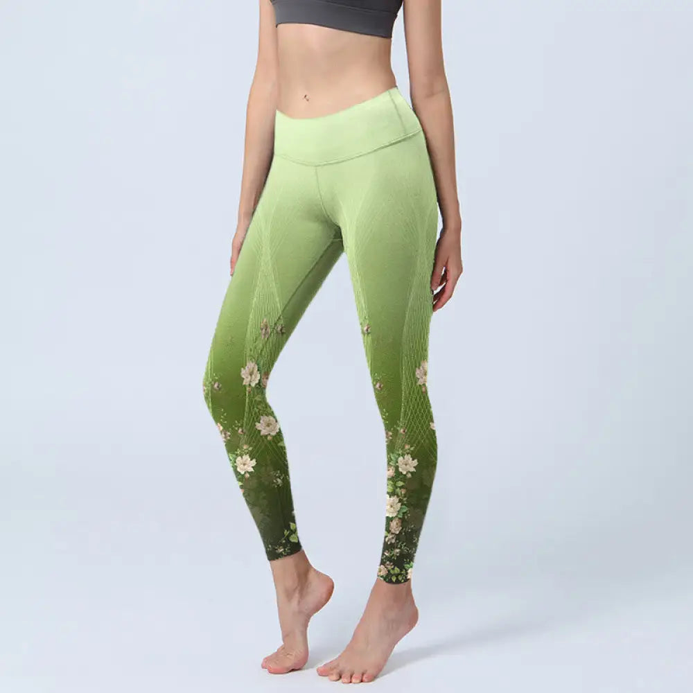 BWOOOH printed yoga leggings - Rose Lines Pattern Print Gym Leggings Wo