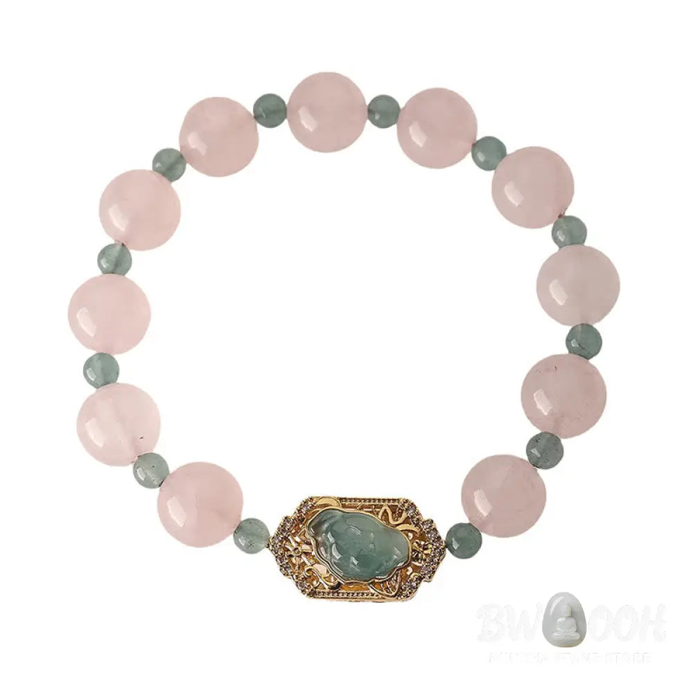 Buddha Stones Rose Quartz Jade Caring Kindness Bracelet - Rose Quartz(Wrist Circumference: 15-16cm) - Bracelet