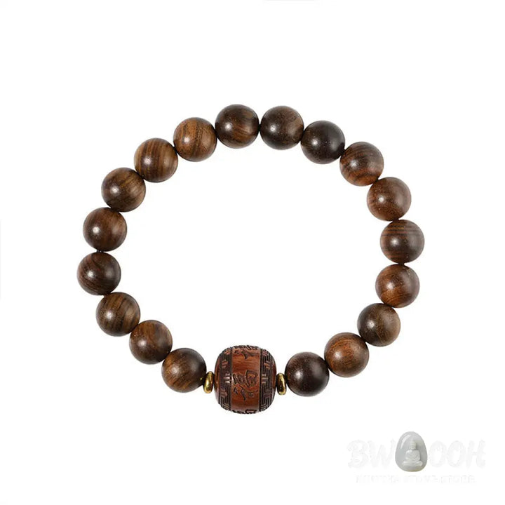 Buddha Stones Rosewood Auspicious Clouds Totem Fu Character Bamboo Pattern Warmth Bracelet - BWOOOH - Bracelet