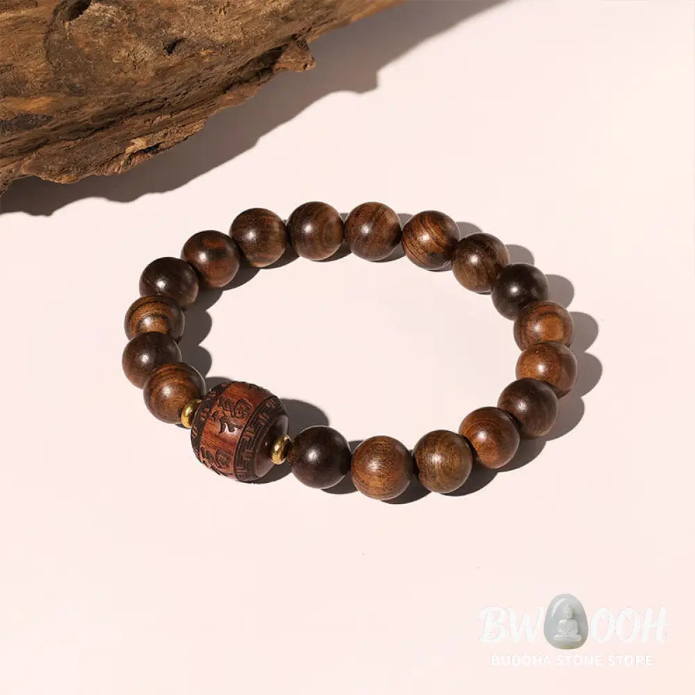 Buddha Stones Rosewood Auspicious Clouds Totem Fu Character Bamboo Pattern Warmth Bracelet - BWOOOH - Bracelet