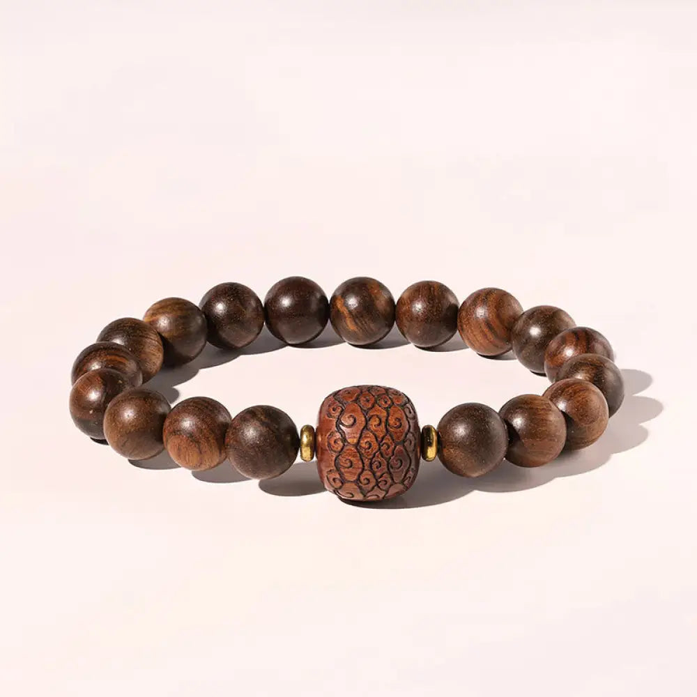 BWOOOH Rosewood Auspicious Clouds Totem Fu Character Bamboo Pattern Warmth Bracelet - BWOOOH - Auspicious