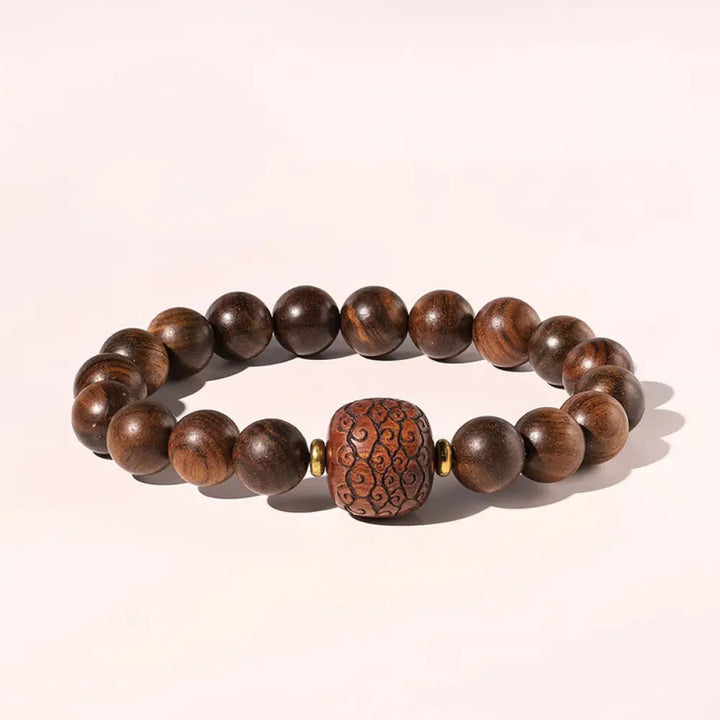 BWOOOH Rosewood Auspicious Clouds Totem Fu Character Bamboo Pattern Warmth Bracelet - BWOOOH - Auspicious