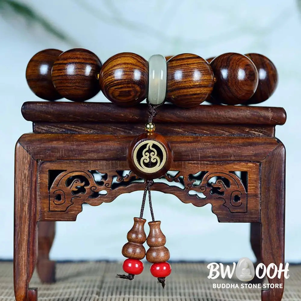 Buddha Stones Rosewood Warmth Calm Gourd Charm Bracelet - BWOOOH - Rosewood(Wrist Circumference 16-20cm) - Bracelet