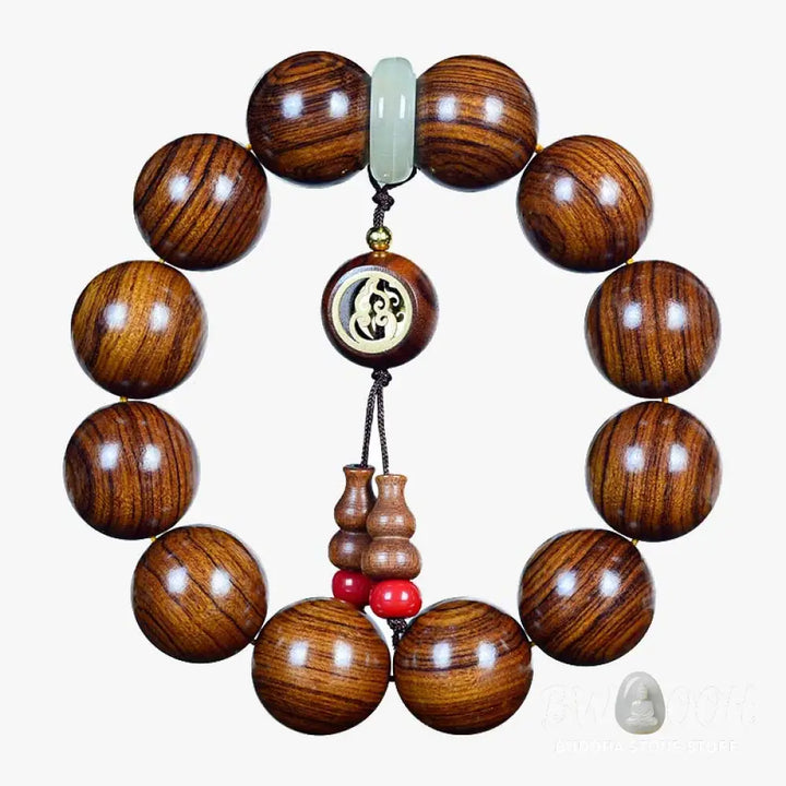 Buddha Stones Rosewood Warmth Calm Gourd Charm Bracelet - BWOOOH - Rosewood(Wrist Circumference 16-20cm) - Bracelet