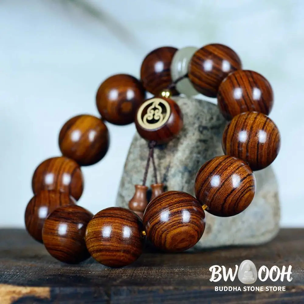 Buddha Stones Rosewood Warmth Calm Gourd Charm Bracelet - BWOOOH - Rosewood(Wrist Circumference 16-20cm) - Bracelet
