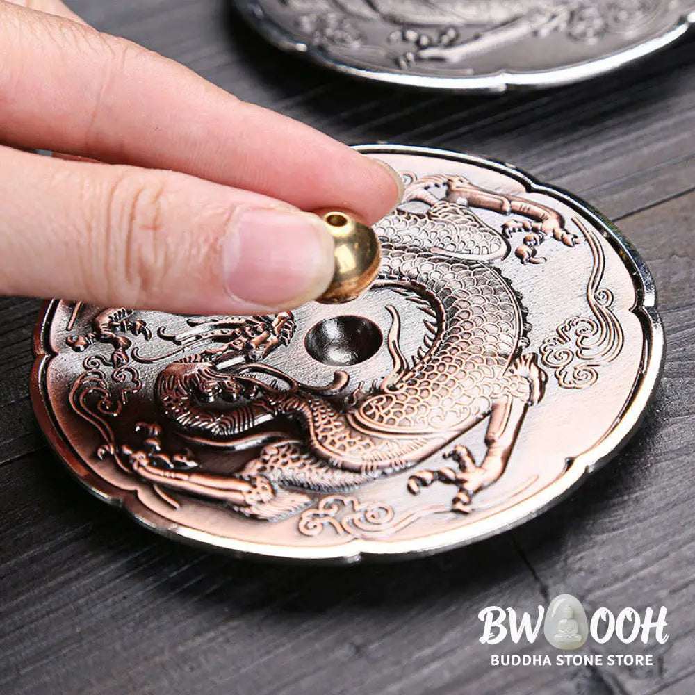 BWOOOH copper incense burner - Round Auspicious Dragon Protection 