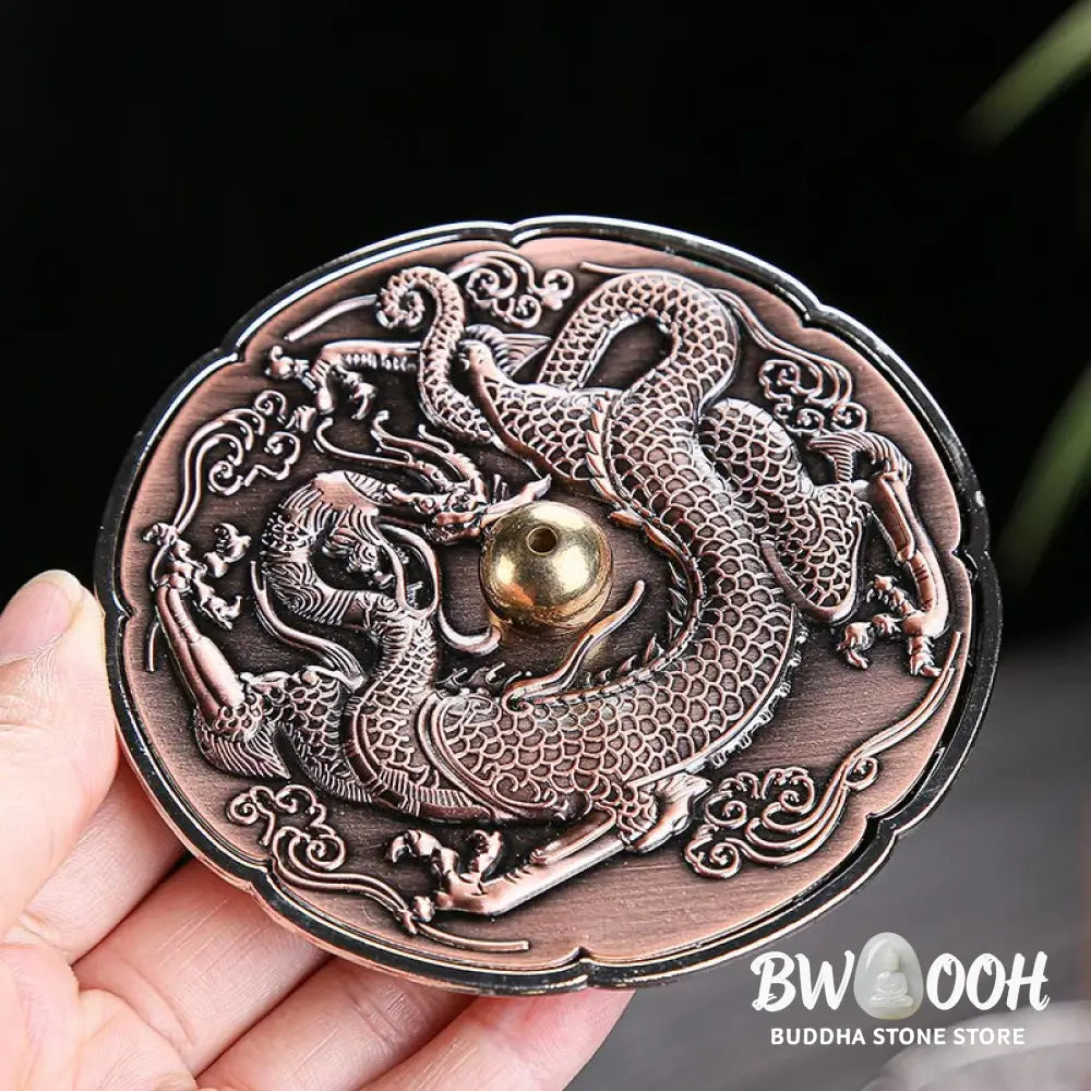 BWOOOH copper incense burner - Round Auspicious Dragon Protection 