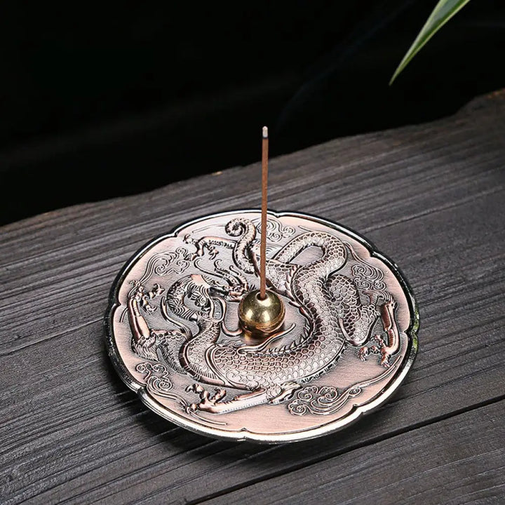 BWOOOH copper incense burner - Round Auspicious Dragon Protection 