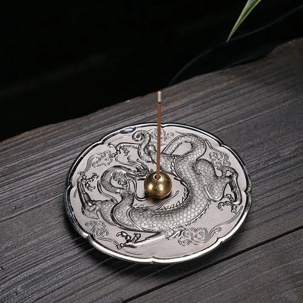 BWOOOH copper incense burner - Round Auspicious Dragon Protection 