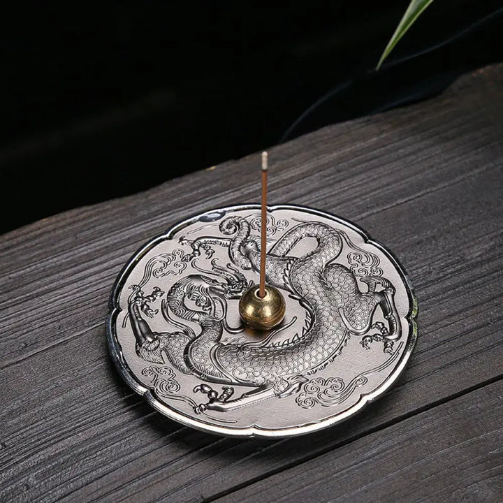 BWOOOH copper incense burner - Round Auspicious Dragon Protection 