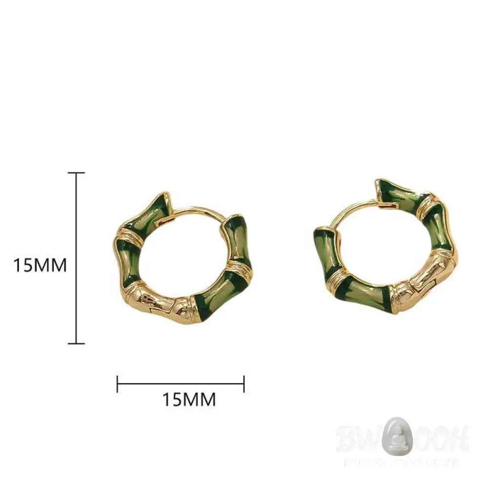 Buddha Stones Round Bamboo Dripping Design Copper Fortune Hoop Earrings - Copper(Wealth♥Luck) - Earnings