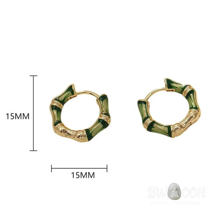 Buddha Stones Round Bamboo Dripping Design Copper Fortune Hoop Earrings - Copper(Wealth♥Luck) - Earnings