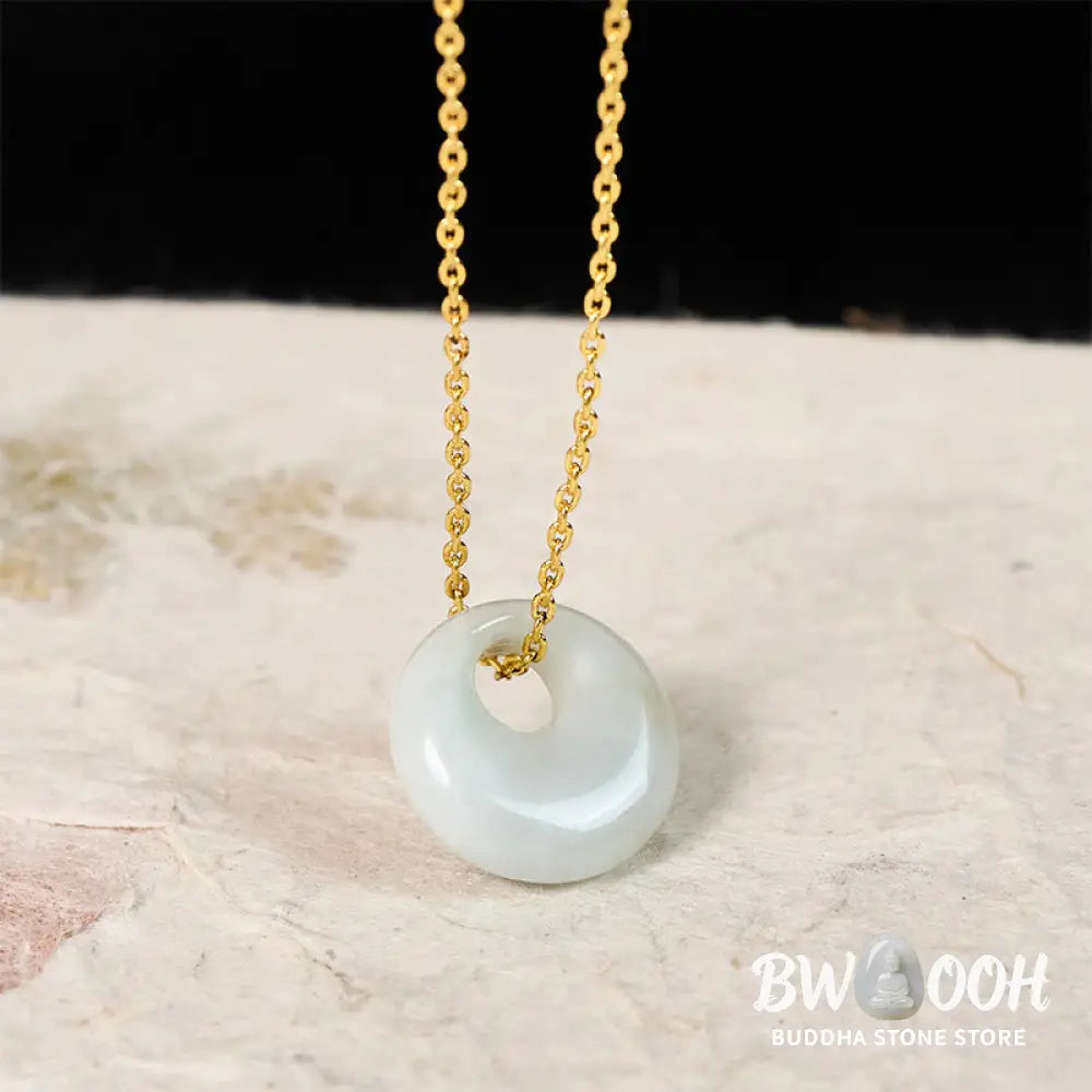 Buddha Stones Round Buckle Jade Luck Necklace Pendant - Necklaces &amp; Pendants