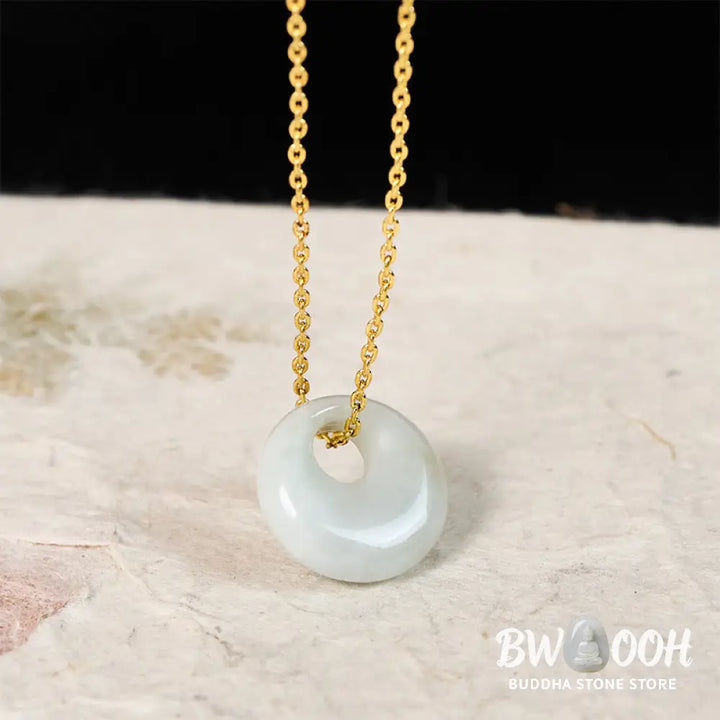 Buddha Stones Round Buckle Jade Luck Necklace Pendant - Necklaces &amp; Pendants