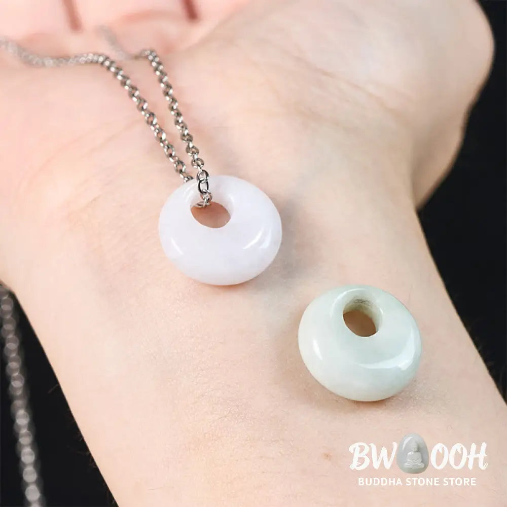 Buddha Stones Round Buckle Jade Luck Necklace Pendant - Necklaces &amp; Pendants