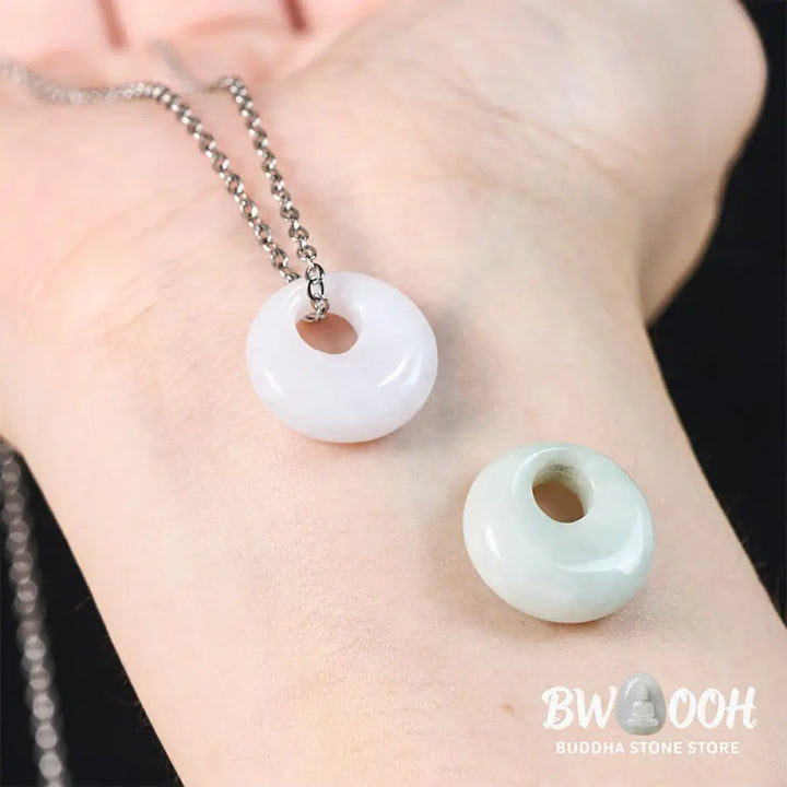 Buddha Stones Round Buckle Jade Luck Necklace Pendant - Necklaces &amp; Pendants