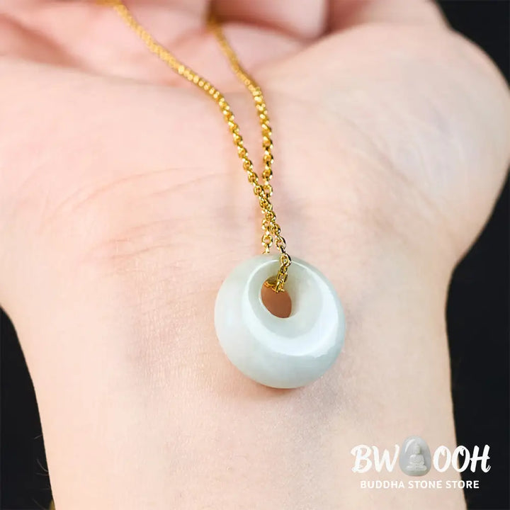 Buddha Stones Round Buckle Jade Luck Necklace Pendant - Necklaces &amp; Pendants