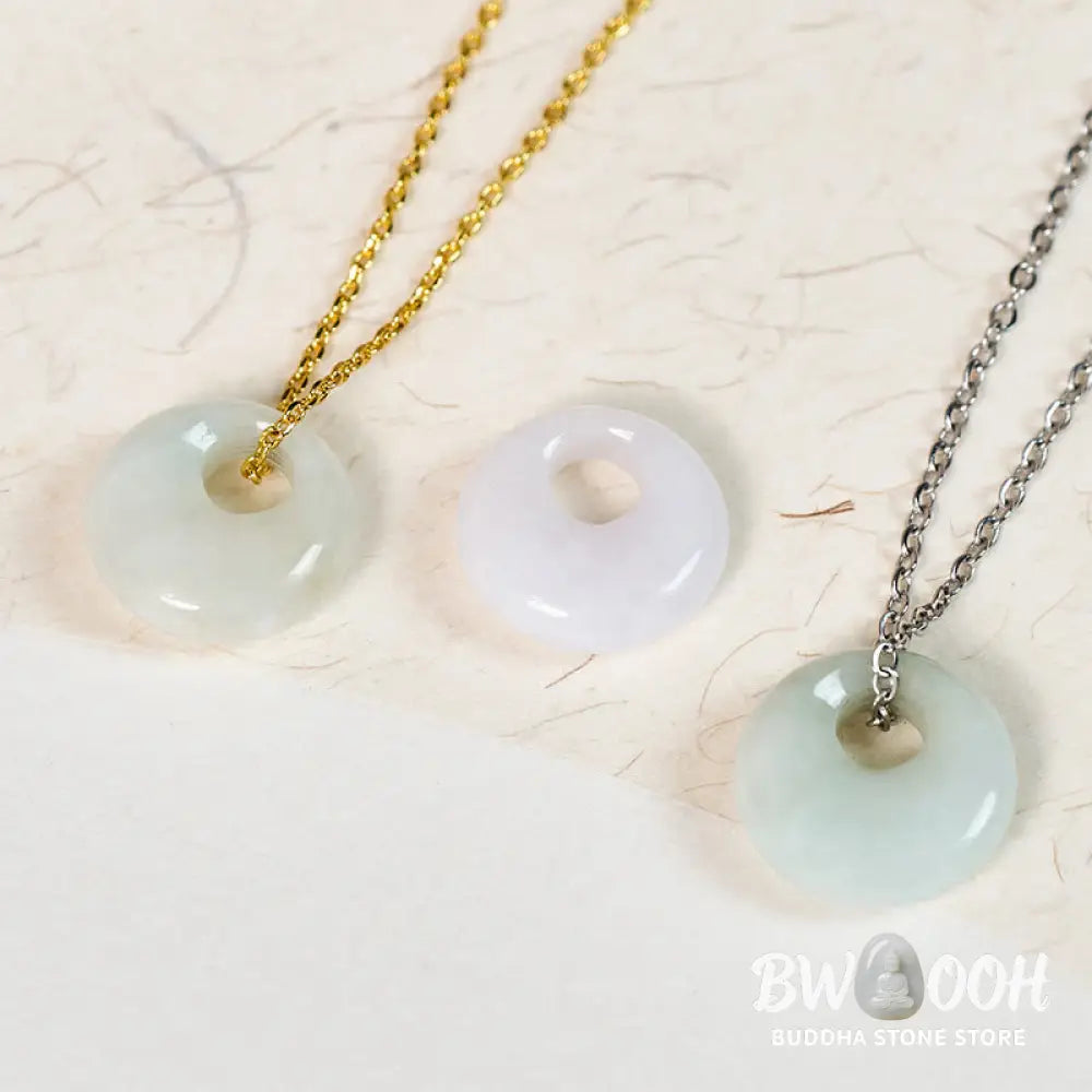 Buddha Stones Round Buckle Jade Luck Necklace Pendant - Necklaces &amp; Pendants