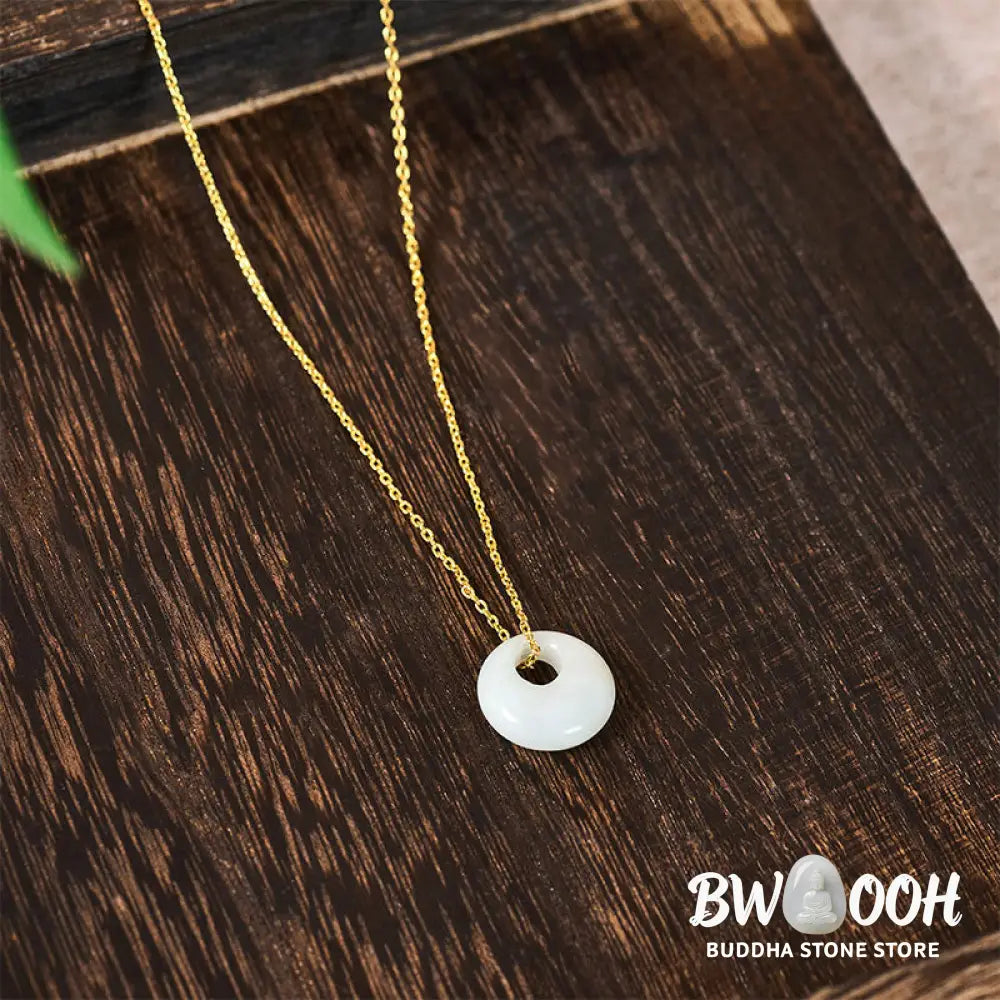 Buddha Stones Round Buckle Jade Luck Necklace Pendant - Necklaces &amp; Pendants