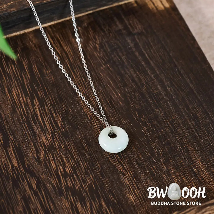 Buddha Stones Round Buckle Jade Luck Necklace Pendant - Necklaces &amp; Pendants