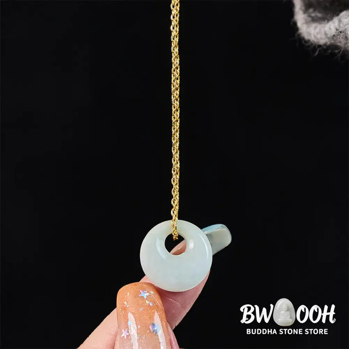 Buddha Stones Round Buckle Jade Luck Necklace Pendant - Necklaces &amp; Pendants