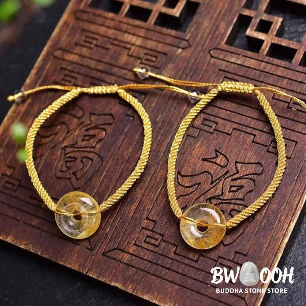 Buddha Stones Round Citrine Peace Buckle Happiness Braided Bracelet - BWOOOH - Citrine (Happiness ♥ Prosperity)