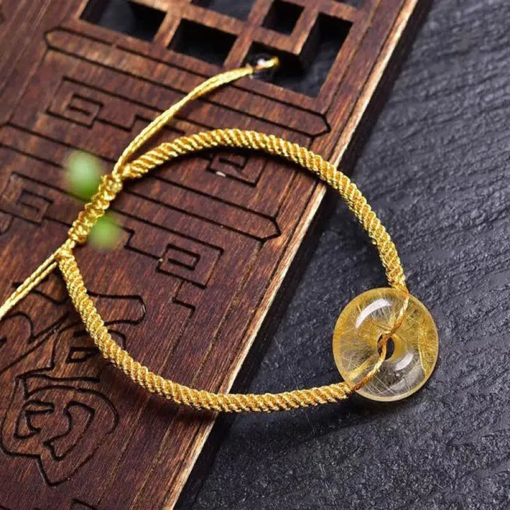 BWOOOH Round Citrine Peace Buckle Happiness Braided Bracelet - BWOOOH - Citrine (Happiness ♥ Prosperity)