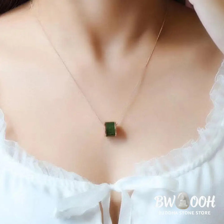 Buddha Stones Round Cyan Jade Luck Necklace Pendant - BWOOOH - Cyan Jade - Necklaces &amp; Pendants