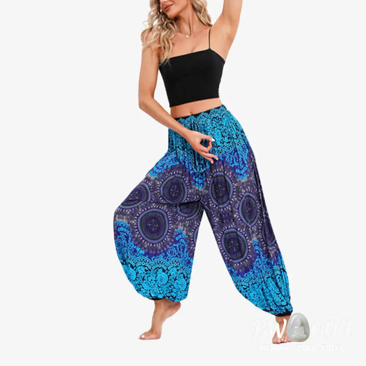 BWOOOH printed harem pants - Round Geometric Flower Floral Loose Hare