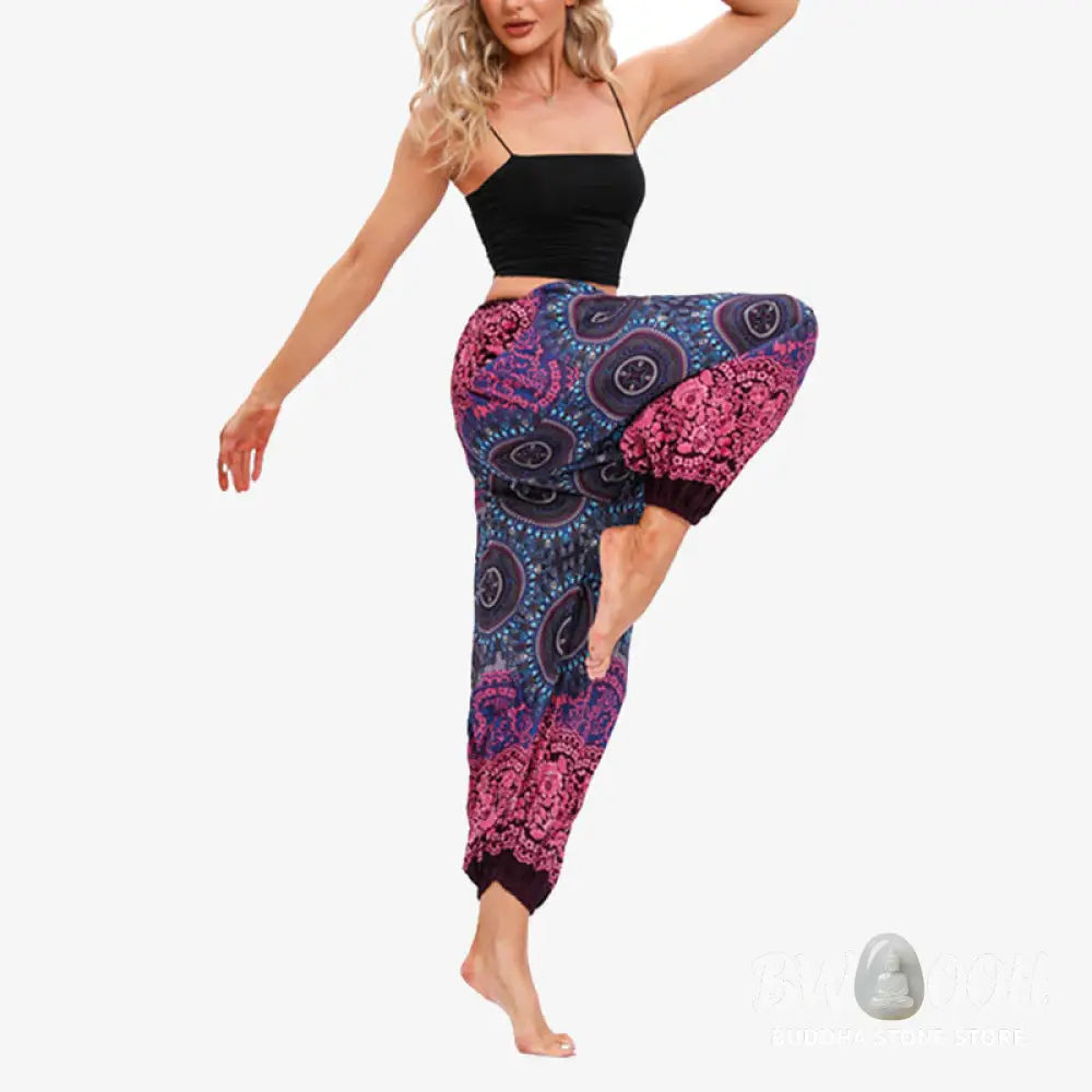 BWOOOH printed harem pants - Round Geometric Flower Floral Loose Hare