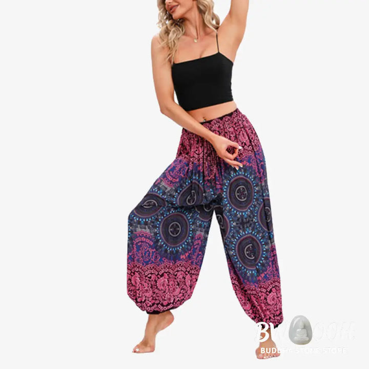BWOOOH printed harem pants - Round Geometric Flower Floral Loose Hare