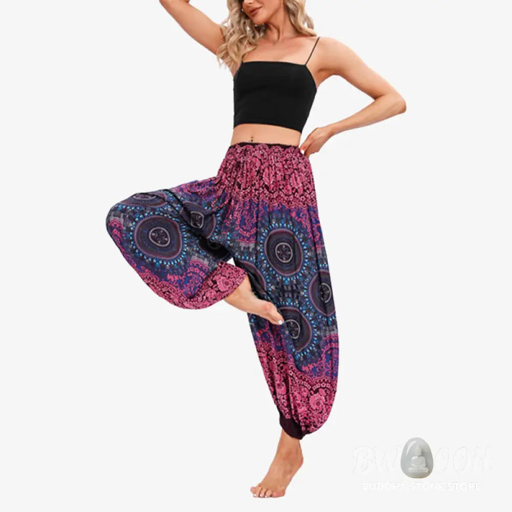 BWOOOH printed harem pants - Round Geometric Flower Floral Loose Hare