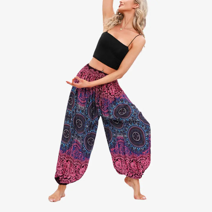 BWOOOH printed harem pants - Round Geometric Flower Floral Loose Hare
