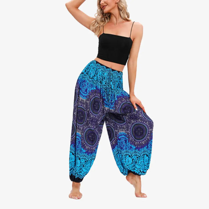 BWOOOH printed harem pants - Round Geometric Flower Floral Loose Hare