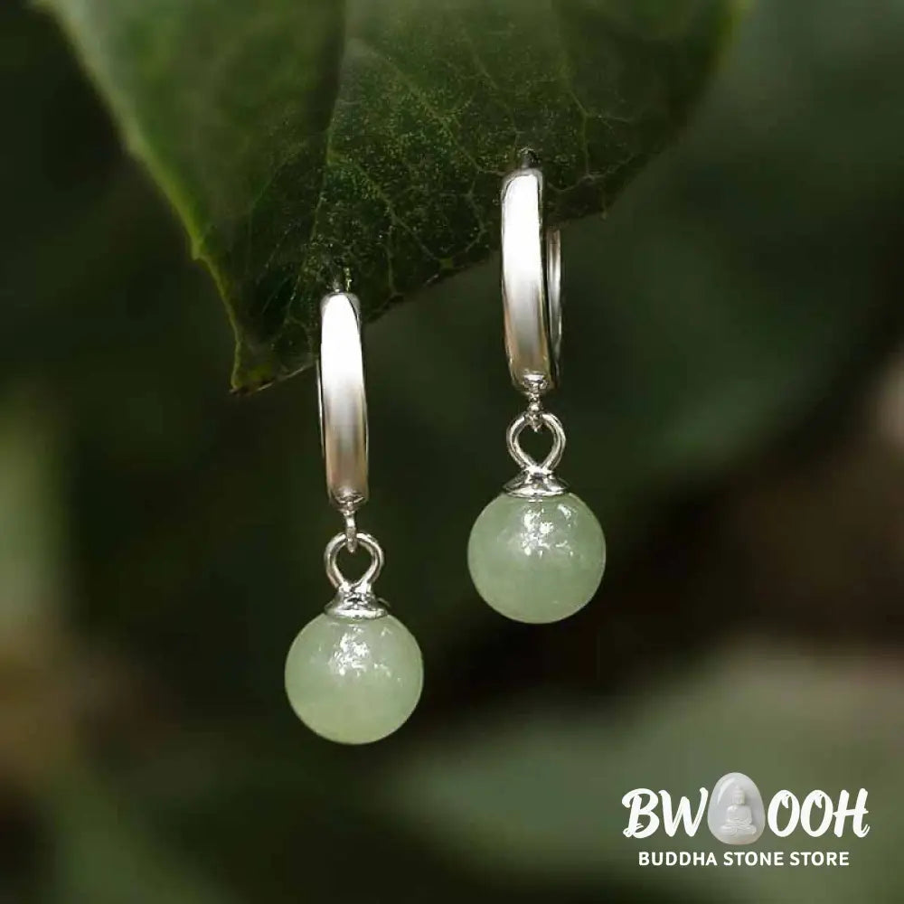 Buddha Stones Round Jade Bead Prosperity Earrings - Jade (Prosperity ♥ Abundance) - Earrings