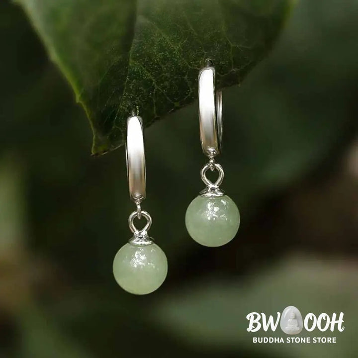Buddha Stones Round Jade Bead Prosperity Earrings - Jade (Prosperity ♥ Abundance) - Earrings