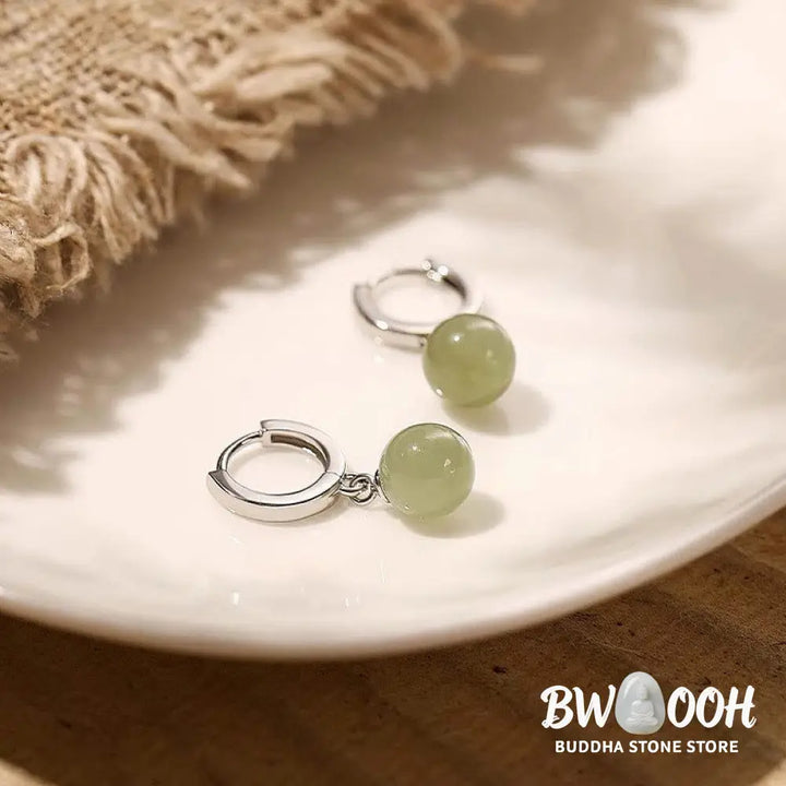 Buddha Stones Round Jade Bead Prosperity Earrings - Jade (Prosperity ♥ Abundance) - Earrings