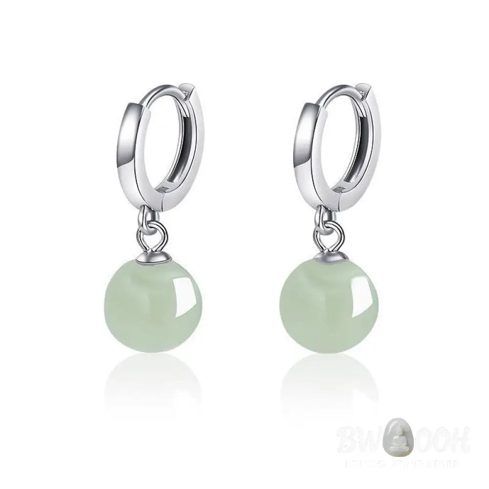 Buddha Stones Round Jade Bead Prosperity Earrings - Jade (Prosperity ♥ Abundance) - Earrings