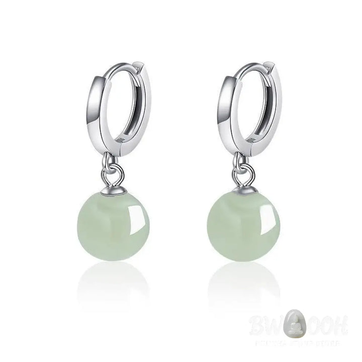 Buddha Stones Round Jade Bead Prosperity Earrings - Jade (Prosperity ♥ Abundance) - Earrings