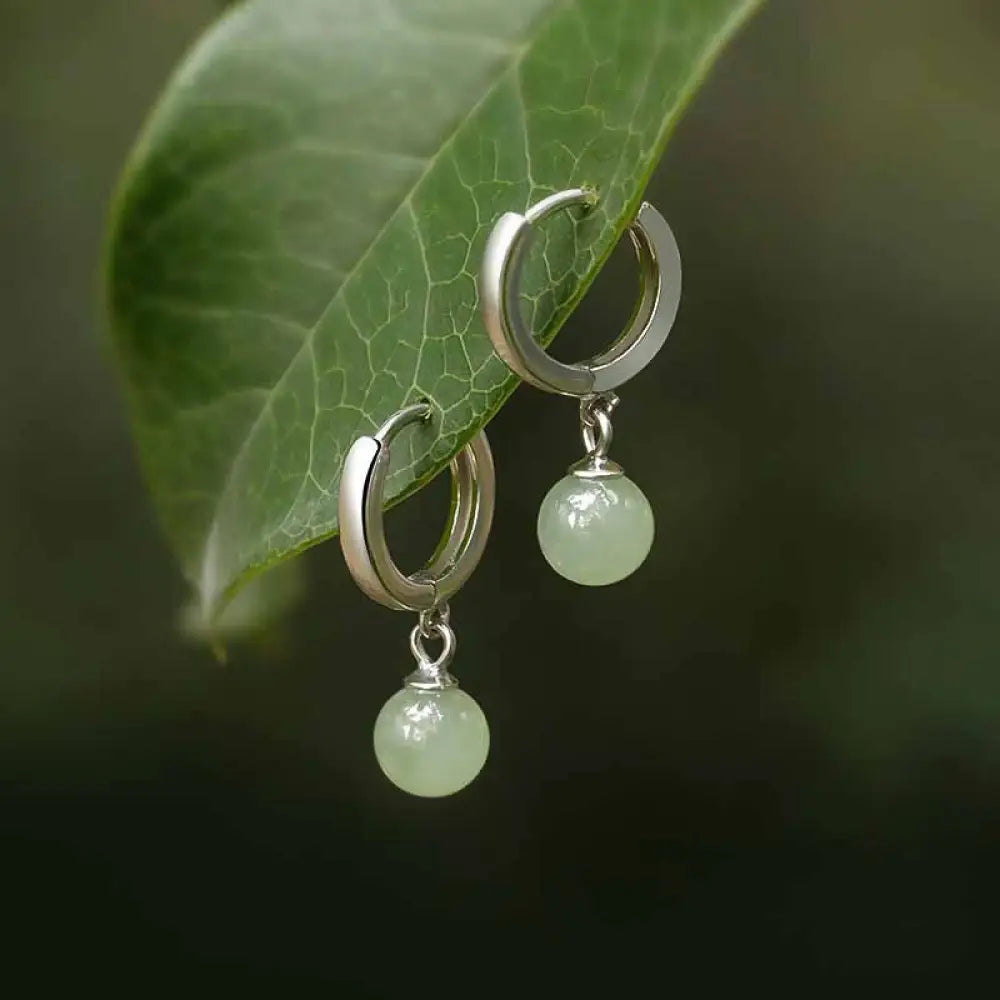 BWOOOH Round Jade Bead Prosperity Earrings — Jade jade bracelet for spiritual healing and mindful living