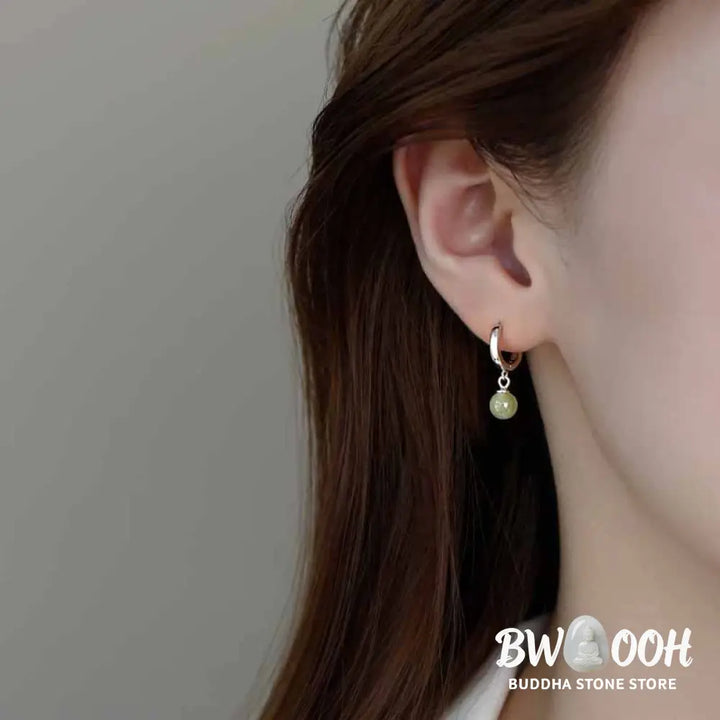 Buddha Stones Round Jade Bead Prosperity Earrings - Jade (Prosperity ♥ Abundance) - Earrings