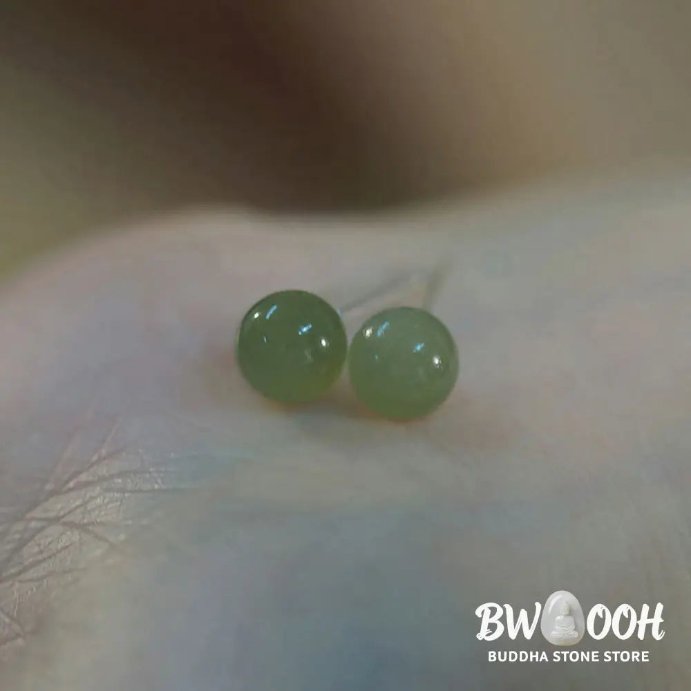 Buddha Stones Round Jade Beaded Luck Stud Earrings - Earrings