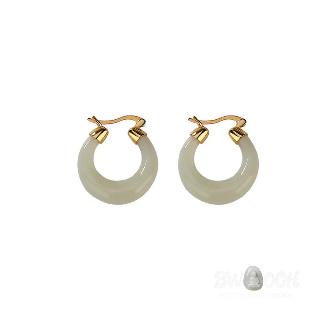 Buddha Stones Round Jade Cyan Jade Prosperity Luck Drop Earrings - Earrings