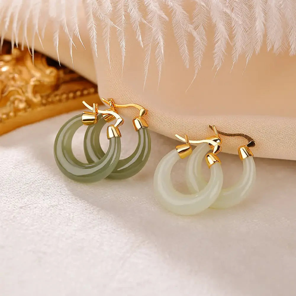 BWOOOH Round Jade Cyan Jade Prosperity Luck Drop Earrings — Jade jade bracelet for spiritual healing and mindful living