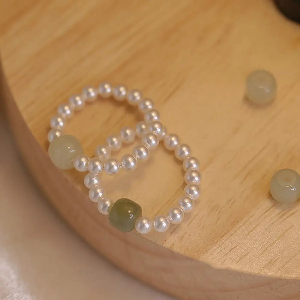 BWOOOH Round Jade Pearl Beads Luck Ring — Jade jade bracelet for spiritual healing and mindful living