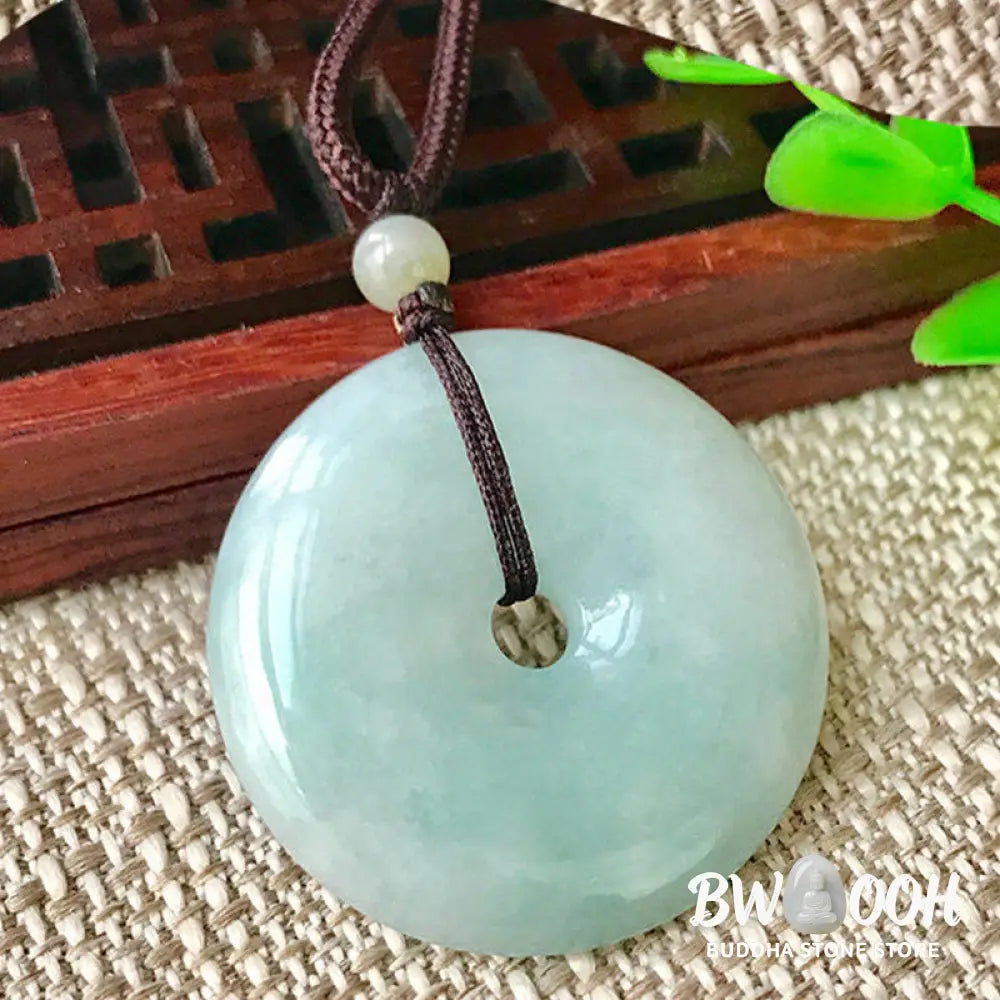 Buddha Stones Round Jade String Luck Necklace Pendant - BWOOOH - 25mm Jade - Necklaces &amp; Pendants