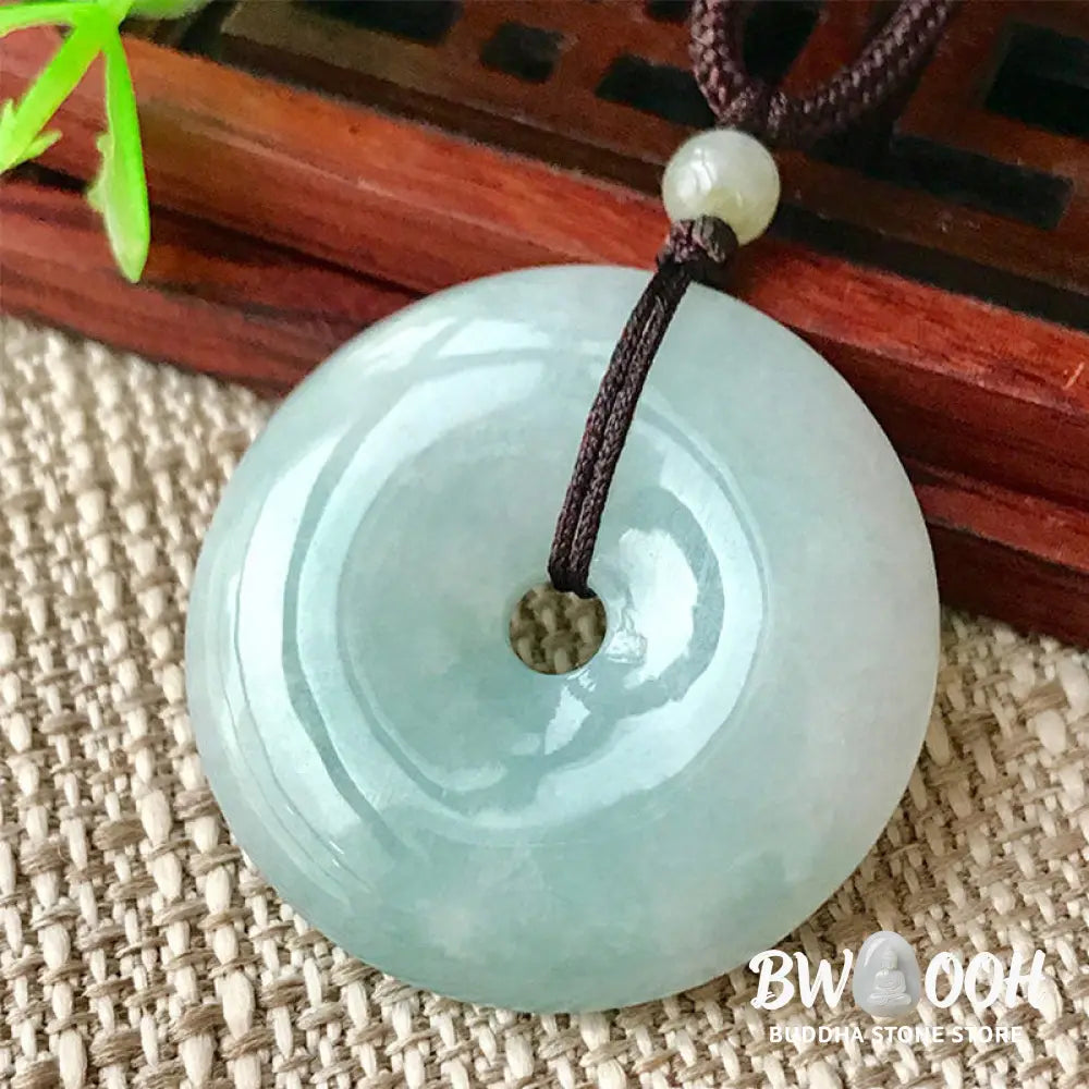 Buddha Stones Round Jade String Luck Necklace Pendant - BWOOOH - 25mm Jade - Necklaces & Pendants