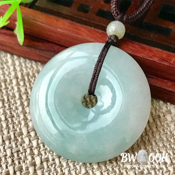 Buddha Stones Round Jade String Luck Necklace Pendant - BWOOOH - 25mm Jade - Necklaces &amp; Pendants